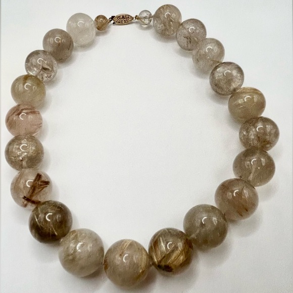 Vintage Rutilated Quartz Necklace with 14K Gold Clasp - Make an offer - Picture 6 of 6